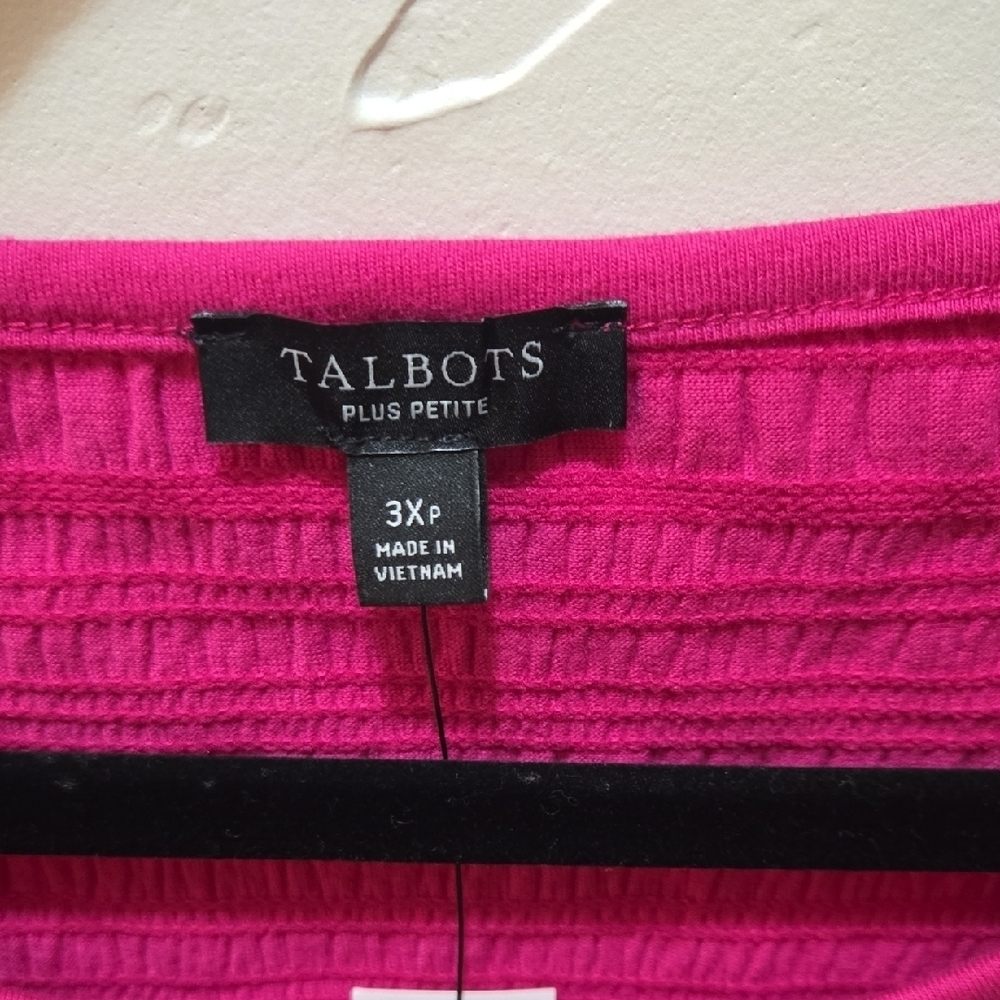 Talbots Vibrant Pink Textured Blouse - Picture 2 of 8